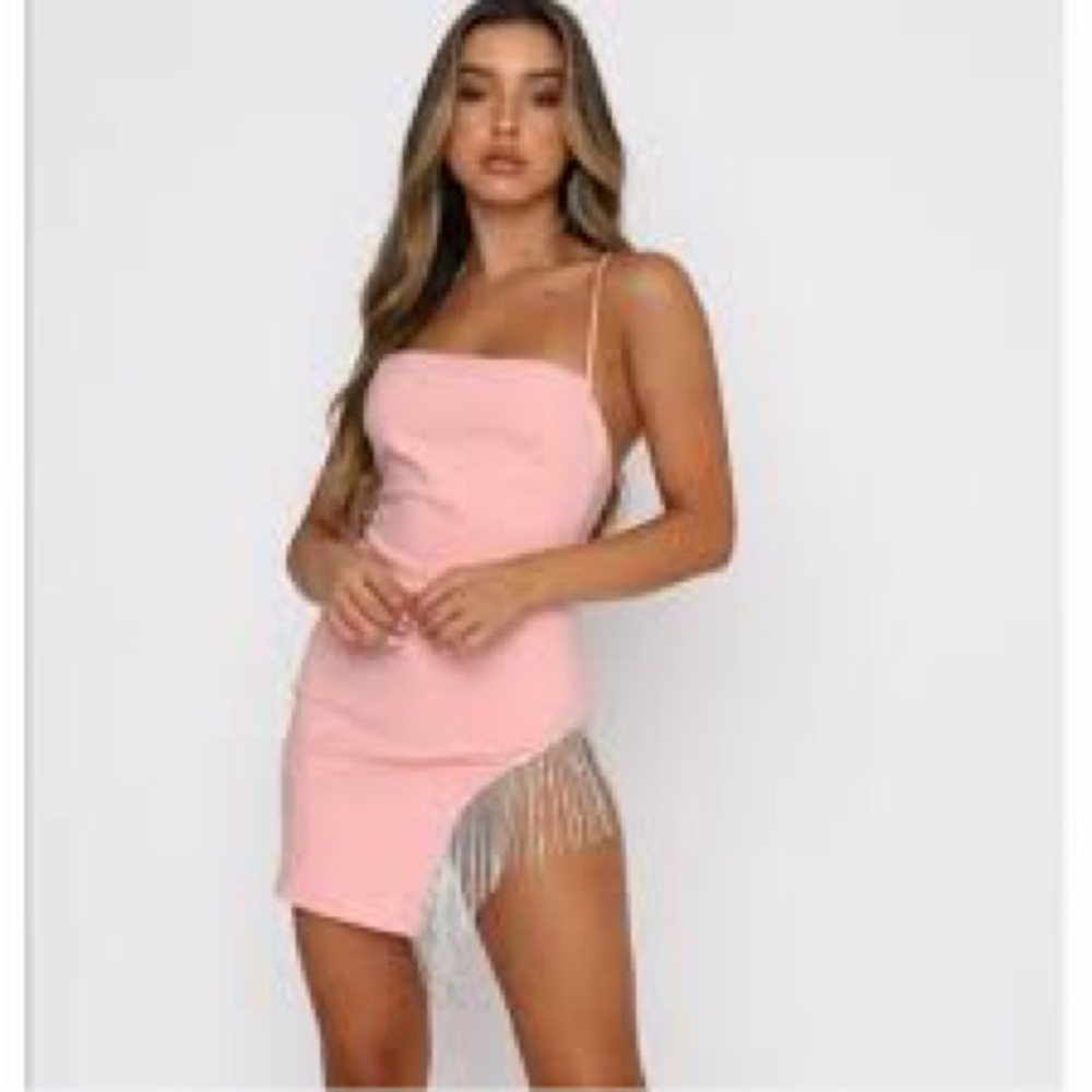 White Fox Come Back to Me Pink Mini Dress Embellished Size L